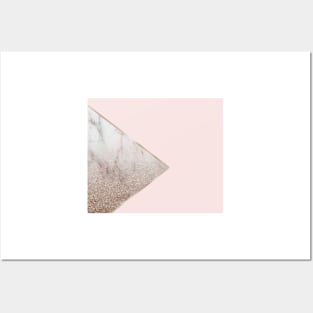 Blush pink geo - hint of rose gold gradient Posters and Art